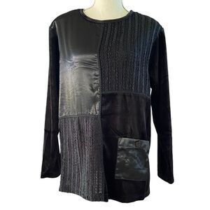 Vintage 80’s Patchwork Black Velvet Rafael Top M